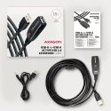 ADR-215 USB 2.0 A-M -> A-F aktywny kabel przedłużacz/wzmacniacz 15m AXAGON