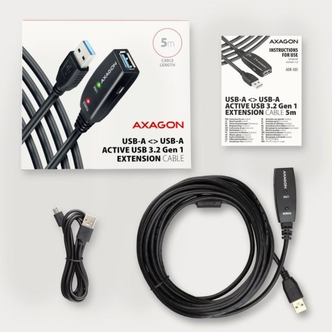 ADR-305 USB 3.0 A-M -> A-F aktywny kabel przedłużacz/wzmacniacz 5m AXAGON ADR-305 USB 3.0 A-M -> A-F aktywny kabel przedłużacz/wzmacniacz 5m AXAGON