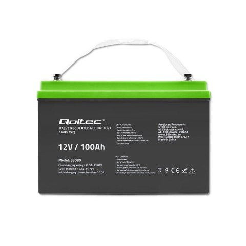 Akumulator żelowy | 12V | 100Ah | GEL Qoltec Akumulator żelowy | 12V | 100Ah | GEL Qoltec