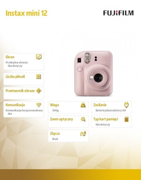 Aparat Instax mini 12 różowy Fujifilm Aparat Instax mini 12 różowy Fujifilm