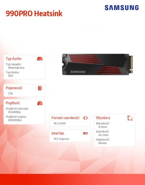 Dysk SSD 990PRO Heatsink NVMe 1TB Samsung Dysk SSD 990PRO Heatsink NVMe 1TB Samsung