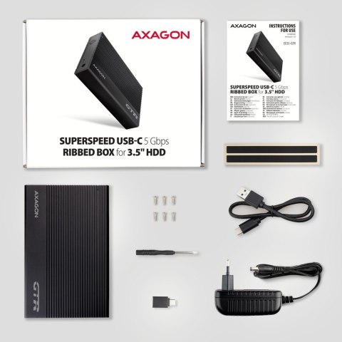 EE35-GTR Obudowa zewnętrzna aluminiowa USB3.2 Gen1 - SATA 6G 3.5" AXAGON EE35-GTR Obudowa zewnętrzna aluminiowa USB3.2 Gen1 - SATA 6G 3.5" AXAGON