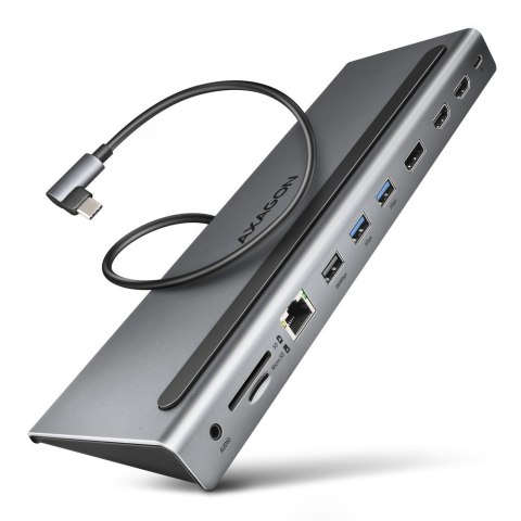 HMC-4KX3 Wieloportowy hub USB 11in1, 5Gbps, 3x USB-A, 2x HDMI 4K/60Hz+ DP 4K/60Hz+ GLAN + SD/microSD + audio, PD 100W, 40cm USB- AXAGON HMC-4KX3 Wieloportowy hub USB 11in1, 5Gbps, 3x USB-A, 2x HDMI 4K/60Hz+ DP 4K/60Hz+ GLAN + SD/microSD + audio, PD 100W, 40cm USB- AXAGON