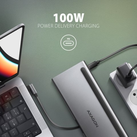HMC-4KX3 Wieloportowy hub USB 11in1, 5Gbps, 3x USB-A, 2x HDMI 4K/60Hz+ DP 4K/60Hz+ GLAN + SD/microSD + audio, PD 100W, 40cm USB- AXAGON HMC-4KX3 Wieloportowy hub USB 11in1, 5Gbps, 3x USB-A, 2x HDMI 4K/60Hz+ DP 4K/60Hz+ GLAN + SD/microSD + audio, PD 100W, 40cm USB- AXAGON
