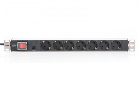 Listwa zasilająca PDU 19" Rack, 7x gniazdo schuko, 2.0m, 1x wtyk unischuko, 16A, wł./wył., zabezpieczenie przeciążeniowe, profil Digitus