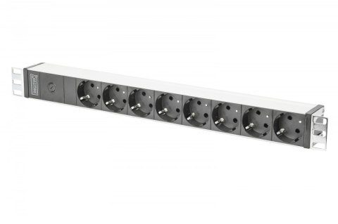 Listwa zasilająca PDU 19" Rack, 8x gniazdo schuko, 2.0m, 1x wtyk C14, 10A Aluminiowa Digitus