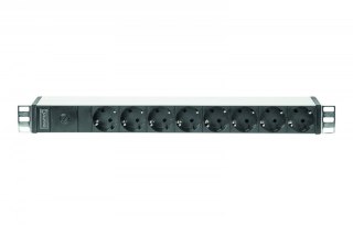 Listwa zasilająca PDU 19" Rack, 8x gniazdo schuko, 2.0m, 1x wtyk C14, 10A Aluminiowa Digitus