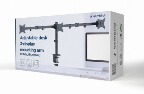 Ramię dla trzech monitorów biurkowe (regulowane), 17 cali- 27 cali, do 7kg Gembird