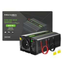 Przetwornica napięcia Monolith | 300W | 600W | 24V na 230V | Czysty Sinus Qoltec