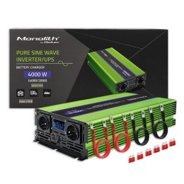 Przetwornica napięcia Monolith | ładowanie baterii | UPS | 2000W | 4000W | 12V na 230V | Czysty Sinus | LCD Qoltec