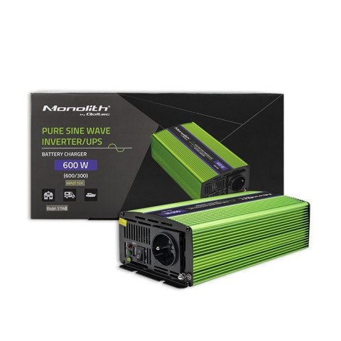 Przetwornica napięcia Monolith | ładowanie baterii | UPS | 300W |600W | 12V na 230V | Czysty Sinus Qoltec Przetwornica napięcia Monolith | ładowanie baterii | UPS | 300W |600W | 12V na 230V | Czysty Sinus Qoltec