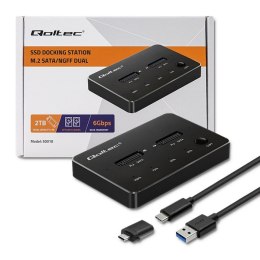 Stacja dokujca dysków 2x SSD M.2 SATA | NGFF | USB typ C Qoltec