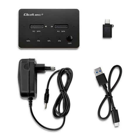 Stacja dokujca dysków 2x SSD M.2 SATA | NGFF | USB typ C Qoltec Stacja dokujca dysków 2x SSD M.2 SATA | NGFF | USB typ C Qoltec
