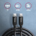 BUCM-CM15AB Kabel USB-C - USB-C 2.0, 1.5m, PD 60W, 3A, ALU, oplot Czarny AXAGON