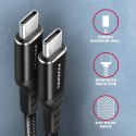 BUCM-CM15AB Kabel USB-C - USB-C 2.0, 1.5m, PD 60W, 3A, ALU, oplot Czarny AXAGON