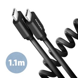 BUCM-CM20TB Kabel Twister USB-C - USB-C, 1.1m USB2.0 3A ALU, czarny AXAGON