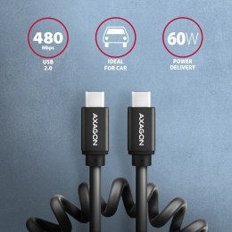 BUCM-CM20TB Kabel Twister USB-C - USB-C, 1.1m USB2.0 3A ALU, czarny AXAGON