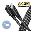 BUCM32-CF10AB Kabel przedłużacz Gen2 USB-C - USB-C, 1m, 5A, 20Gbps, PD 240W, oplot, czarny AXAGON