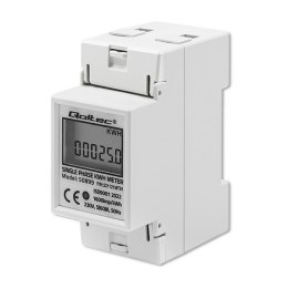 Jednofazowy elektroniczny licznik | miernik zużycia energii na szynę DIN | 230V | LCD | 2P Qoltec