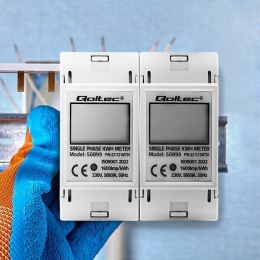 Jednofazowy elektroniczny licznik | miernik zużycia energii na szynę DIN | 230V | LCD | 2P Qoltec