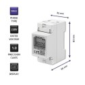 Jednofazowy elektroniczny licznik | miernik zużycia energii na szynę DIN | 230V | LCD | 2P Qoltec