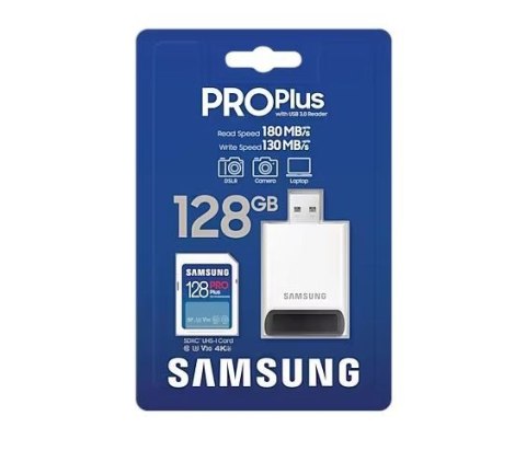 Karta pamięci SD PRO Plus MB-SD128SB/WW 128GB + czytnik Samsung Karta pamięci SD PRO Plus MB-SD128SB/WW 128GB + czytnik Samsung