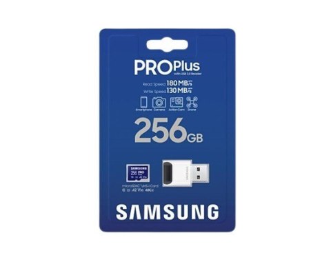 Karta pamięci microSD PRO Plus MB-MD256SB/WW 256GB + czytnik Samsung Karta pamięci microSD PRO Plus MB-MD256SB/WW 256GB + czytnik Samsung