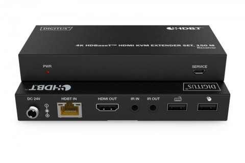 Przedłużacz/Extender HDMI 4K 60Hz 150m po skrętce Cat.6A/7/8 HDBaseT HDCP2.2 IR EDID PoC, zestaw Digitus
