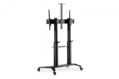Stojak mobilny pojedynczy z półką i uchwytem na kamerę, 1xLCD max. 120" max. 140kg, VESA max. 1000x600 Digitus