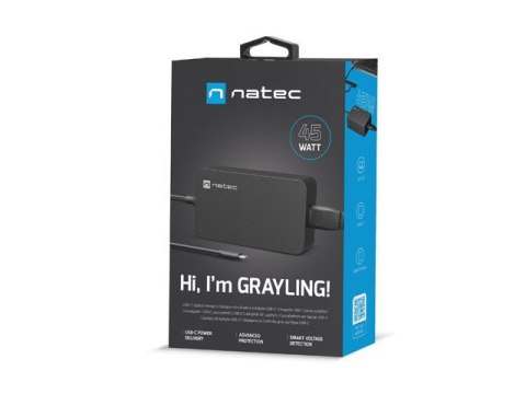 Zasilacz Laptop Grayling USB-C 45W do laptopów, tabletów, telefonów Natec Zasilacz Laptop Grayling USB-C 45W do laptopów, tabletów, telefonów Natec