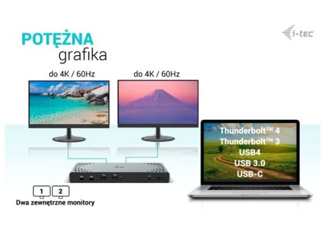 Stacja dokująca USB 3.0 / USB-C / Thunderbolt 3 Dual Display Gen2 + Power Delivery 100W I-tec Stacja dokująca USB 3.0 / USB-C / Thunderbolt 3 Dual Display Gen2 + Power Delivery 100W I-tec