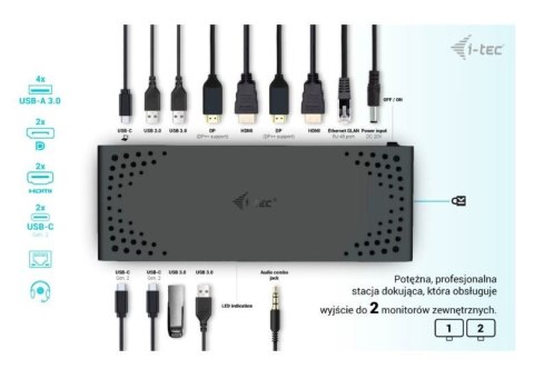 Stacja dokująca USB 3.0 / USB-C / Thunderbolt 3 Dual Display Gen2 + Power Delivery 100W I-tec Stacja dokująca USB 3.0 / USB-C / Thunderbolt 3 Dual Display Gen2 + Power Delivery 100W I-tec