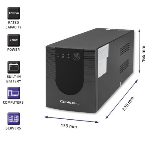 Zasilacz awaryjny UPS | Monolith | 1200VA | 720W Qoltec Zasilacz awaryjny UPS | Monolith | 1200VA | 720W Qoltec