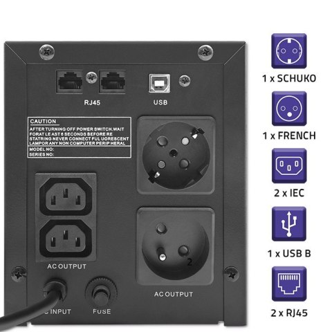 Zasilacz awaryjny UPS | Monolith | 1500VA | 900W | LCD | USB Qoltec Zasilacz awaryjny UPS | Monolith | 1500VA | 900W | LCD | USB Qoltec