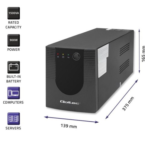 Zasilacz awaryjny UPS | Monolith | 1500VA | 900W Qoltec Zasilacz awaryjny UPS | Monolith | 1500VA | 900W Qoltec
