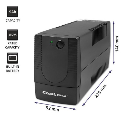 Zasilacz awaryjny UPS | Monolith | 850VA | 480W Qoltec Zasilacz awaryjny UPS | Monolith | 850VA | 480W Qoltec