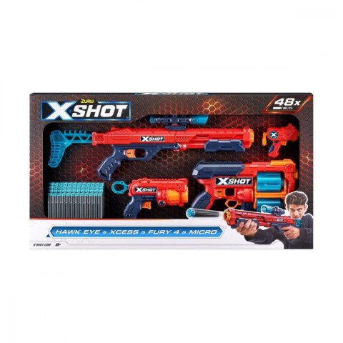 Zestaw wyrzutni Excel Combo Hawk + Xcess + Fury 4 + Micro ZURU X-Shot Zestaw wyrzutni Excel Combo Hawk + Xcess + Fury 4 + Micro ZURU X-Shot