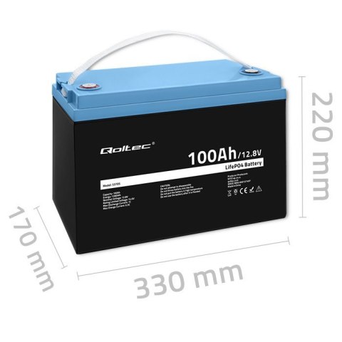 Akumulator LiFePO4 Litowo-Żelazowo-Fosforanowy | 12.8V " 100Ah | 1280Wh | BMS Qoltec Akumulator LiFePO4 Litowo-Żelazowo-Fosforanowy | 12.8V " 100Ah | 1280Wh | BMS Qoltec