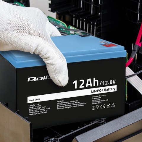 Akumulator LiFePO4 Litowo-Żelazowo-Fosforanowy | 12.8V | 12Ah | 153.6Wh | BMS Qoltec Akumulator LiFePO4 Litowo-Żelazowo-Fosforanowy | 12.8V | 12Ah | 153.6Wh | BMS Qoltec