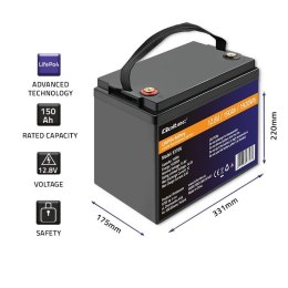 Akumulator LiFePO4 Litowo-Żelazowo-Fosforanowy | 12.8V | 150Ah | 1920Wh | BMS Qoltec