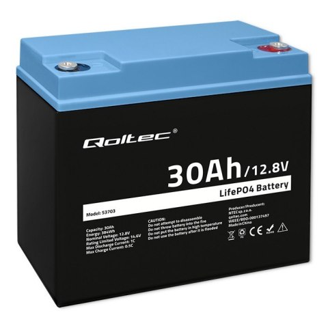 Akumulator LiFePO4 Litowo-Żelazowo-Fosforanowy | 12.8V | 30Ah | 384Wh | BMS Qoltec