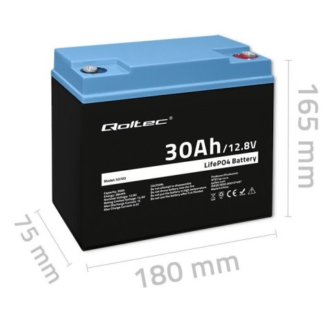 Akumulator LiFePO4 Litowo-Żelazowo-Fosforanowy | 12.8V | 30Ah | 384Wh | BMS Qoltec