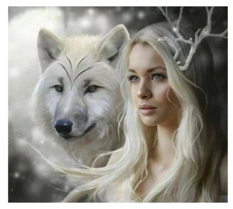 Diamentowa mozaika - Wilk z kobietą