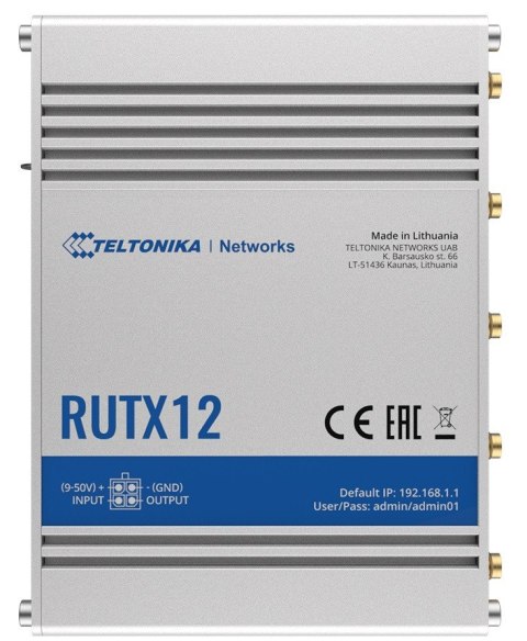 Router LTE RUTX12 (Cat 6), WiFi, BLE, GNSS, Ethernet TELTONIKA Router LTE RUTX12 (Cat 6), WiFi, BLE, GNSS, Ethernet TELTONIKA