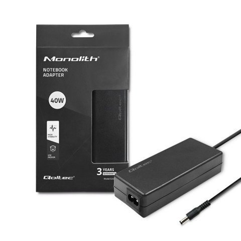 Zasilacz 40W | 12V | 3.33A | 5.5*2.1 | + kabel zasilający Qoltec