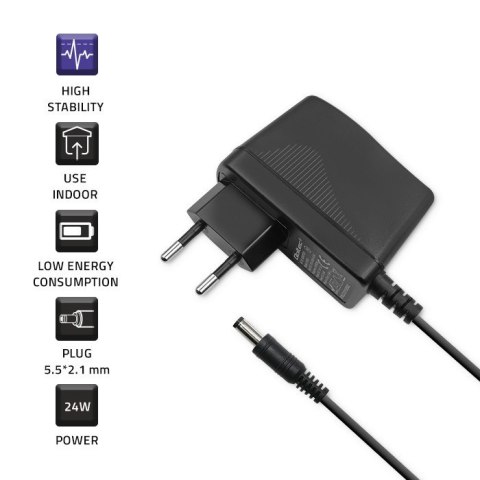 Zasilacz wtyczkowy 24W | 12V | 2A | 5.5*2.1 Qoltec