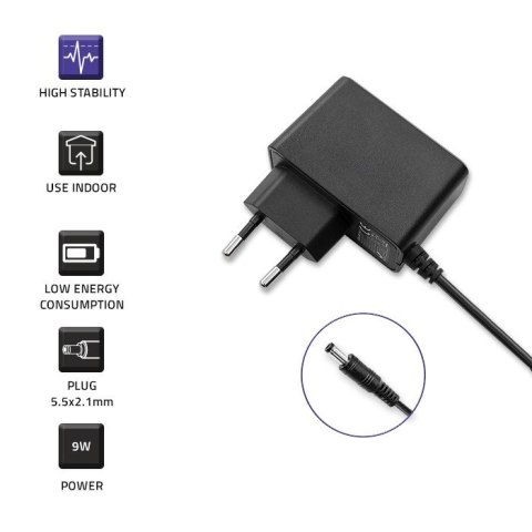 Zasilacz wtyczkowy 9W | 9V | 1A | 5.5*2.1 Qoltec