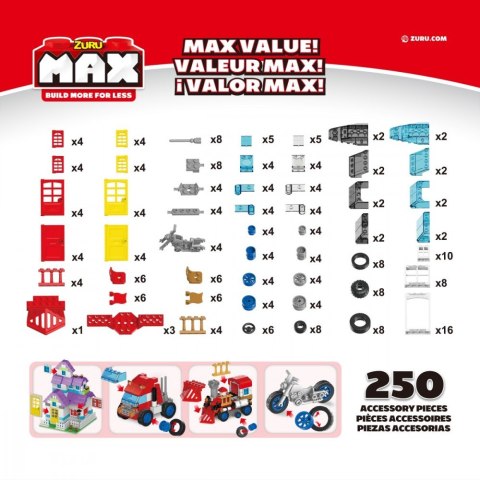 Zestaw akcesoriów 250 klocków ZURU Max Build Zestaw akcesoriów 250 klocków ZURU Max Build