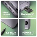 HMC-12GM2 Wieloportowy hub USB 12in1 + M.2 NVMe/SATA pozycja, 10Gbps, 3x USB-A, USB-C, HDMI 4K/60Hz, DP 4K/60Hz, GLAN, SD/microS AXAGON