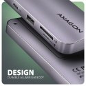 HMC-6GM2 Wieloportovy hub USB 6in1, 10Gbps, USB-A, USB-C, HDMI 4K/60Hz, M.2 NVMe/SATA, SD/microSD, PD 100W, 20cm USB-C kabel AXAGON
